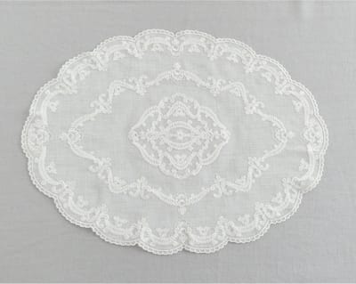 Placemat Set / Onderleggers | Mariette - Kantborduursel - Off-White - 38x50 cm - Set van 4