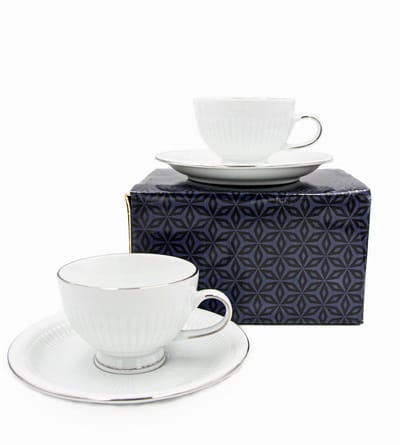 Bogucice Minos Platin Mokerset (2 stuks, 200ml) - Elegant porselein