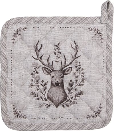 Clayre & Eef Pannenlap 20x20 cm Beige Katoen Hert