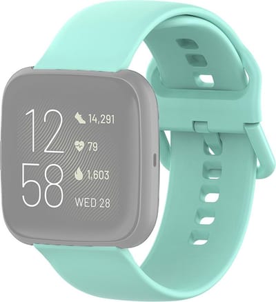By Qubix - Compatible Fitbit bandje - geschikt voor Fitbit Versa 1 / 2 & Lite siliconen sportbandje met gespsluiting - Mint Groen - Maat: Small Smartwatchbandje bandje Armband Polsband Strap Band Watchband