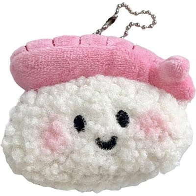 Porte-clés Poupée en Peluche Douce Porte-clés de Voiture Pendentif pour Sac à Dos Décoration de Sac d'École Cadeaux pour Couple Poupée en Peluche Sushi Crevette Douce pink