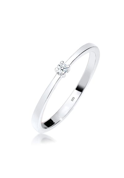 Elli PREMIUM - Ring - Dames Verlovingsring met Diamant (0,03 ct) in 925 Sterling Zilver - Dames