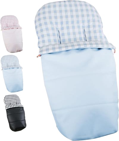 Voetenzak Kinderwagen - Universele Voetenzak - Warmte en Comfort - Waterafstotend Kunstleer - 95 x 50 cm - Blauw Vichy