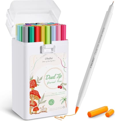 Ohuhu - Brush & Fineliner - Dual Tip Journal Brush markers - waterbasis - set van 40