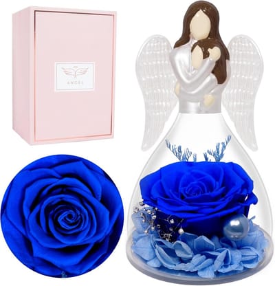 Eeuwige Roos - Glazen Engel - Cadeau Geven - Met Led Licht - 7 x 7 x 13 cm - Roze