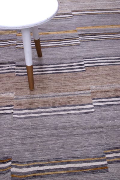 Grijs Tapijt Laagpolig Handgeweven Wollen Vloerkleed - Koho Afghan Modern Kelim 223x163 - 223x163cm- Modern - Woonkamer - Salon - Slaapkamer - Eetkamer