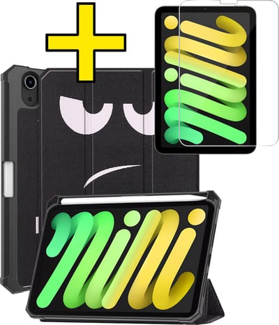 Hoes - Geschikt voor Apple iPad Mini 7 (2024) - 8.3 inch - 7e Generatie - Met Screenprotector - Trifold Bookcase - Hard Cover Case - Met Uitsparing Geschikt voor Apple Pencil - Hardcover Book - Tablet Hoesje - Don't Touch Me
