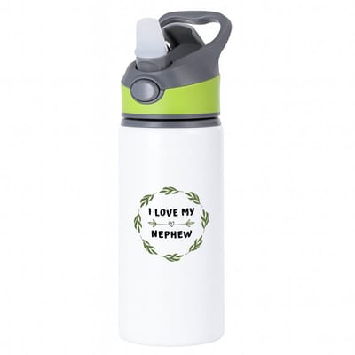 Hacebo® - I love my nephew waterfles met rietje groen - Neef - liefste neef - verjaardag - cadeautje voor neef - neef artikelen - kado - geschenk - water fles - 650ML