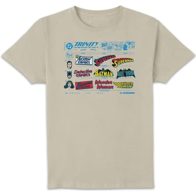 DC Comics Justice League The Trinity Visual History Unisex T-Shirt - Cream - S