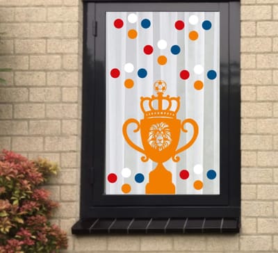 Voetbal EK WK (raam) sticker set herbruikbaar Beker & Confetti | Rosami Decoratiestickers