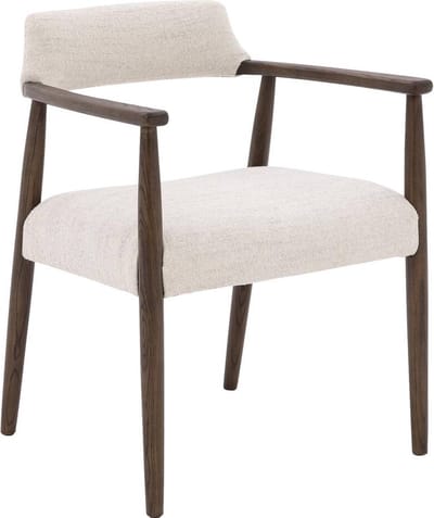 Goossens Eetkamerstoel Jesper - Met Armleuning - Stof - Beige