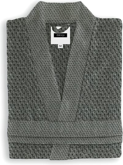 iSleep Badjas Grant - 100% Katoen - Unisex - Maat S - Classic Anthracite