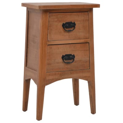 vidaXL - Nachtkastje - 40x29x68 - cm - massief - vurenhout - bruin
