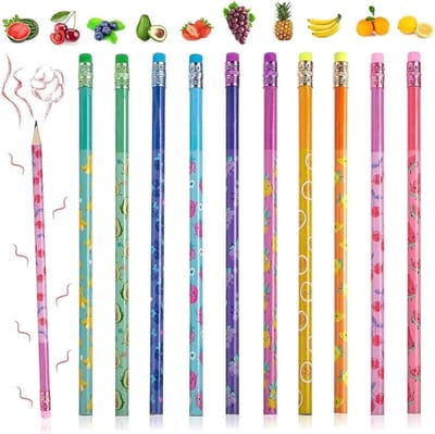 60 Stuks Geurige Potloden voor Kinderen, 17 cm Fruitgeur HB Grafiet Potloden, Kleurrijke Houten Potloden met Gum voor School, Feestjes en Beloningen