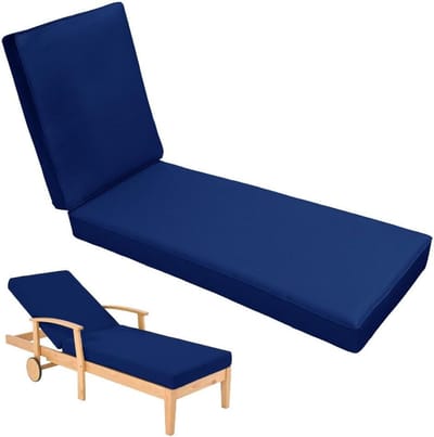 Ligstoelkussen - Buitenkussen Tuin - Buiten Ontspannen - Waterdichte Hoes - 190x60 cm - Donkerblauw