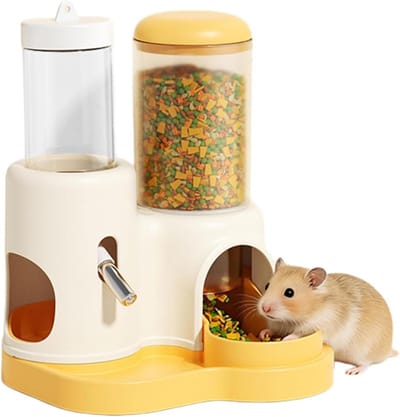 Automatische Waterdrinker - Voer Dispenser - Kleine Dieren Verzorgen - Geïntegreerd Ontwerp - 13.5 x 12.2 x 16.5 cm - Wit