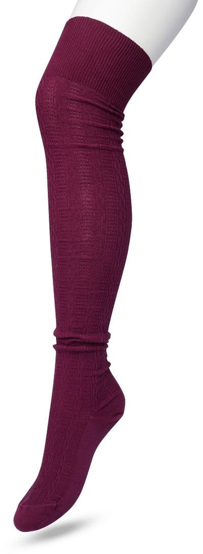 Bonnie Doon Bio Kabel Overknee kousen Dames Donker Paars maat 36/42 - Klassiek Kabel patroon - Biologisch Katoen - Comfort - Classic Cable Overknee sokken - OEKO-TEX - Gladde Naad - Kniekous - Duurzaam Huidvriendelijk - Crushed Violets - P53498.192