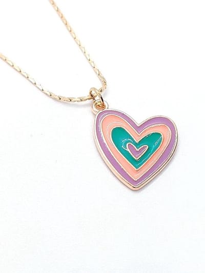Ketting Meisje- Meisjesketting Hartje- Ketting Regenboog Hart- Multicolor- Goudkleurig- LiLaLove- Kind