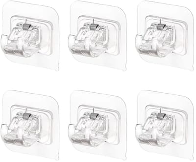 Dailygoods - 6Pcs Zelfklevende Gordijn Beugels Staaf Geen Boren Gordijn Haak Houders Voor Thuis Keuken Badkamer Hotel