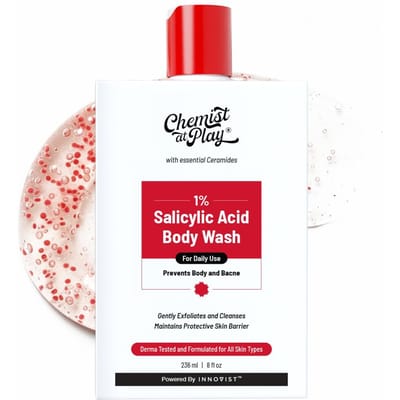 Chemist At Play 1% Salicylzuur Body Wash 236ml | Vrij van Parabenen & SLS | Milde Exfoliërende Douchegel | Verwijdering van Bruine Vlekken & Voorkomt Lichaamsacné, Oneffen Huid red