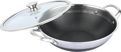 Cheffinger Wokpan met Deksel - 32cm - RVS - Honingraat - Inductie