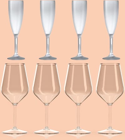 OneTrippel - Wijnglazen - Champagne glazen - Onbreekbare glazen - Wijnglas 8 stuks - Wijn Set Glazen - Kunststof Glazen - Plastic wijnglazen
