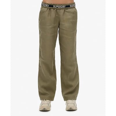 Superdry - Linnen broek met trekkoord - Dames - Broeken