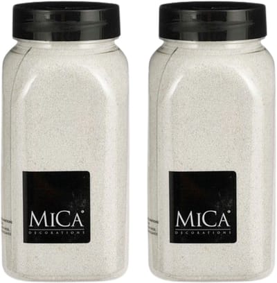 Mica Decorations decoratie zand - 2x - 650ml - wit - hobby zandkorrels - sierzand - voor windlichten