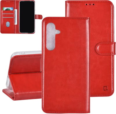 Multimedia & Accessoires PU Lederen Book Case Hoesje geschikt voor Samsung Galaxy A55 – Rood - Portemonnee – Met Stand – Kaarthouder – Pasjes Houder – 3 Pasjes - Magneet Sluiting – Bookcase