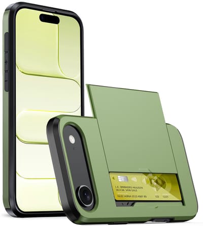 Hoesje Geschikt voor iPhone Air Hoesje Case Pashouder Hard Cover - Hoes Geschikt voor iPhone Air Hoesje Met Kaarthouder - Donkergroen