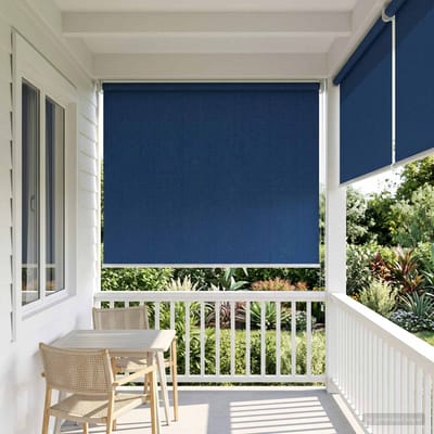 vidaXL - Buitenrolgordijn - 90% - UV-blok - Blauw - 80 - x - 140 - cm - HDPE