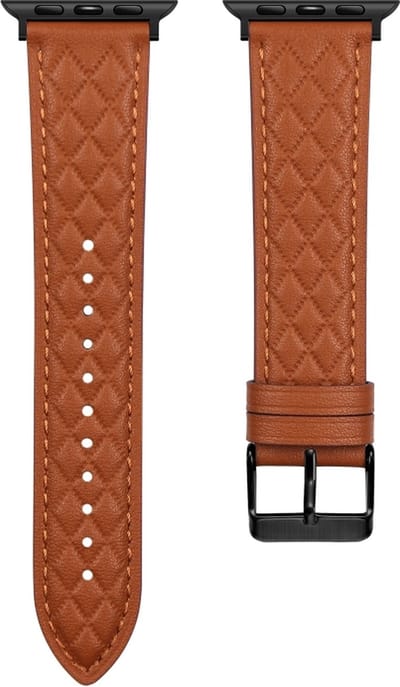 Leren bandje - geschikt voor Apple Watch 1/2/3/4/5/6/7/8/9/10/11/ SE (1,2,3) met maat 38 mm / 40 mm / 41 mm en 42 mm (Watch 10/11) - bruin