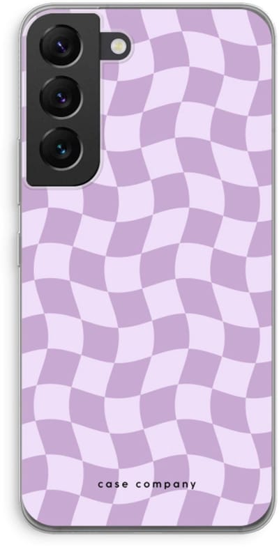Case Company® - Hoesje geschikt voor Samsung Galaxy S22 hoesje - Grid Paars - Soft Cover Telefoonhoesje - Bescherming aan alle Kanten en Schermrand
