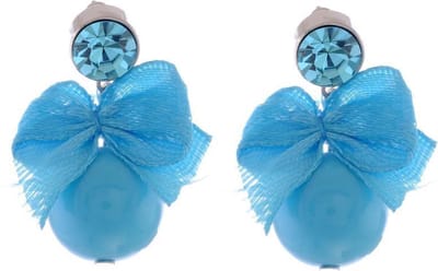 Behave - Oorbellen met blauwe steen en strik - speels zomeraccent
