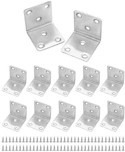 12-delige RVS hoekverbinderset - 40 x 40 x 40 mm, Roestvrij Staal met Geborsteld Oppervlak