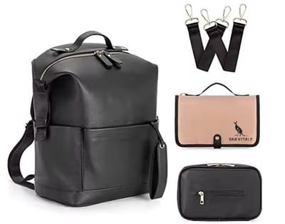 Abundancia® - Luxe PU Luiertas - incl. Billendoekjes Houder - incl. Verschoonmat - Verzorgingstas - Diaperbag- Kraam Cadeau - Babyshower Cadeau - Waterdicht - Unisex - Zwart