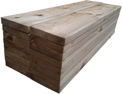 Voordeelpak 16 stuks Vlonderplank 80cm (1,86m²) - 27x145mm geïmpregneerd hout glad-geribbeld L-80cm
