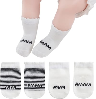 Schattige baby sokken set voor jongens en meisjes - 4 paar katoenen sokken voor pasgeborenen, perfect als kraamcadeau of voor de feestdagen