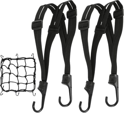 Bagage Elastieken - Spanbanden Fiets - Bagage Vervoeren - Met J-Haken - 3 Stuks - Zwart
