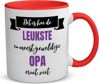 Akyol - meest geweldige opa koffiemok - theemok - rood - Opa - beste opa - verjaardagscadeau - cadeau voor opa - kado - 350 ML inhoud