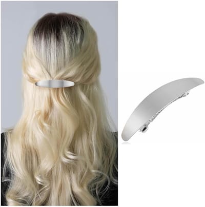 Metalen Haarspeld Ovaal Geborsteld Zilver Geometrische Haarclip voor Vrouwen