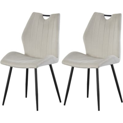 Christin fauteuil crème set van 2 - Elegante fluwelen salonstoel met metalen frame - 75cm