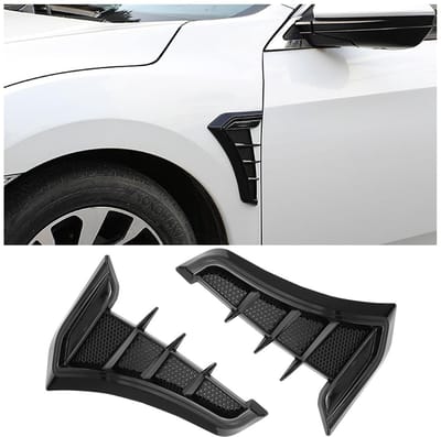 Dailygoody - Auto luchtinlaatschep - Decoratief exterieur - Zwart - Auto zijluchtstroomspatbord - Bladplaat luchtinlaat - Geschikt voor auto