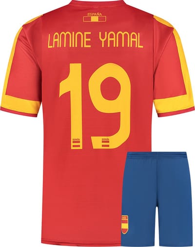 Lamine Yamal Spanje Voetbaltenue - Voetbal Tenue Kinderen - Shirt en Broekje - Jongens en Meisjes - Volwassenen - Heren en Dames - Maat 116