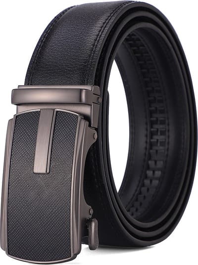 riem heren - koe leer - riem automatische gesp - inkortbaar - cadeau man - cadeau mannen verjaardag - zwart