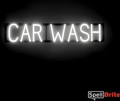 CAR WASH - Lichtreclame Neon LED bord verlicht | SpellBrite | 84 x 16 cm | 6 Dimstanden - 8 Lichtanimaties | Reclamebord neon verlichting