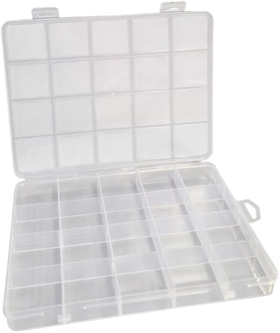 Fako Bijoux - Opbergdoos Medium - 20 Vakjes - Kralendoos - Opbergbox - Sorteerdoos Rocailles - Verdeeldoos - Kralen Box - 16.7x12.7x1.75 cm - 1 Stuk