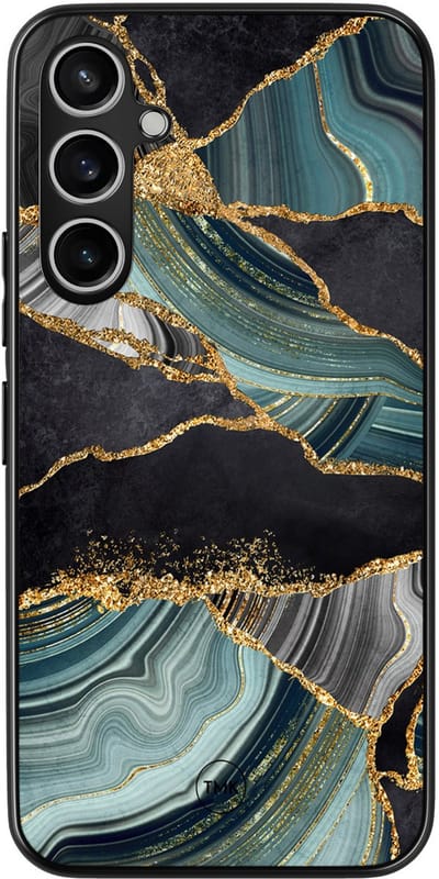 Hoesje geschikt voor Samsung Galaxy S23 FE - Marble Jade Stone - Multi - TPU case - Marmer - Hardcase zwart telefoonhoesje