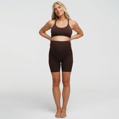cfab - Naadloze zwangerschapsshorts met hoge taille - Bruin - XL