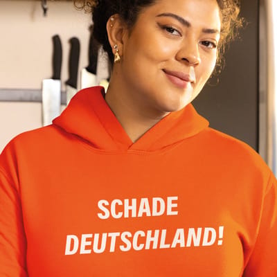 Oranje EK Hoodie Schade Deutschland! MAAT XS